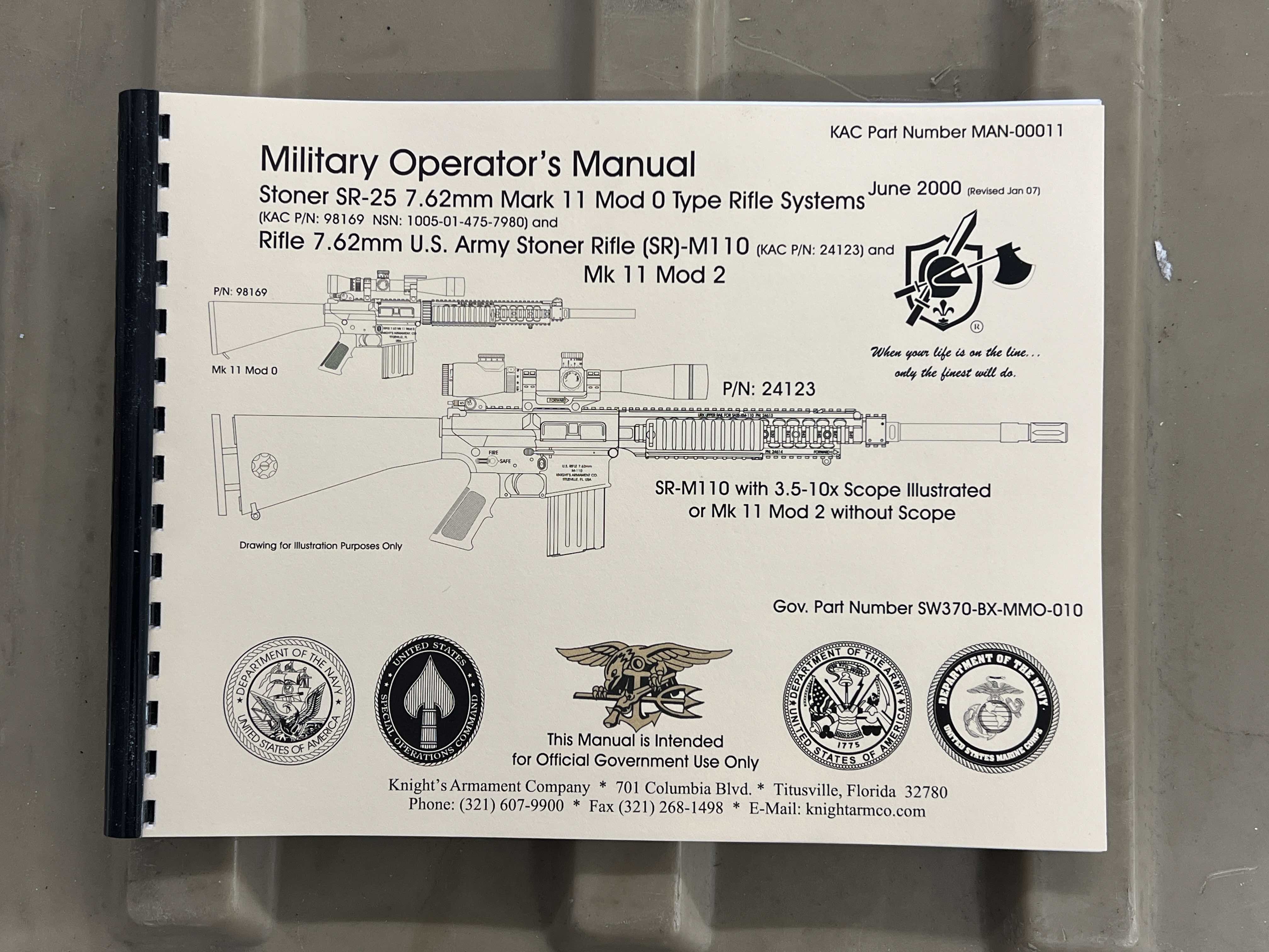 KAC SR-25 Military Operators Manual MAN-00011